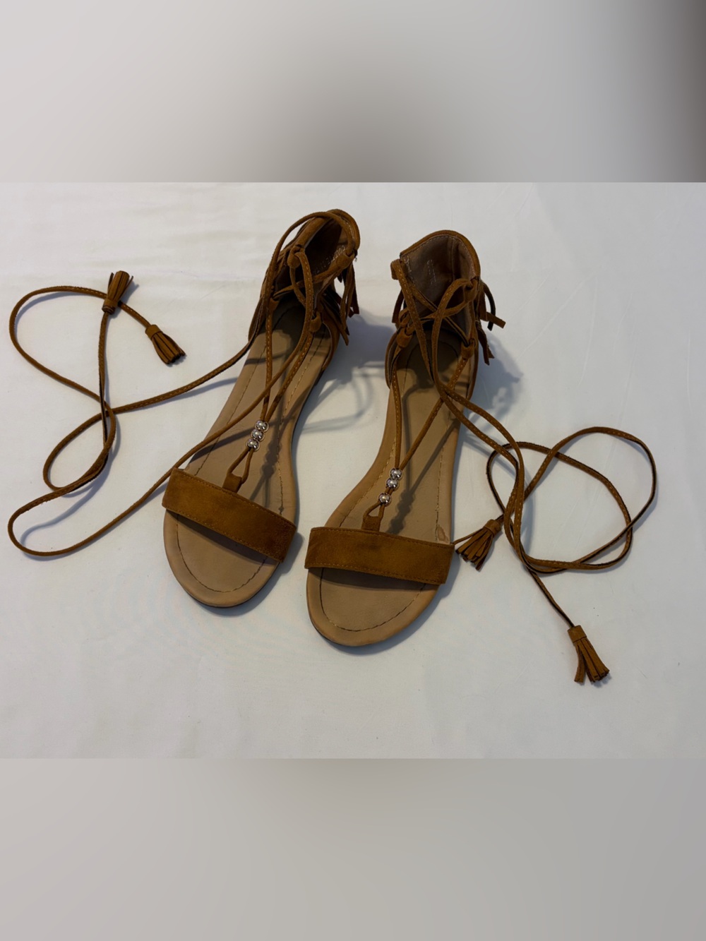 Brown Lace-Up Gladiator Sandals for Women